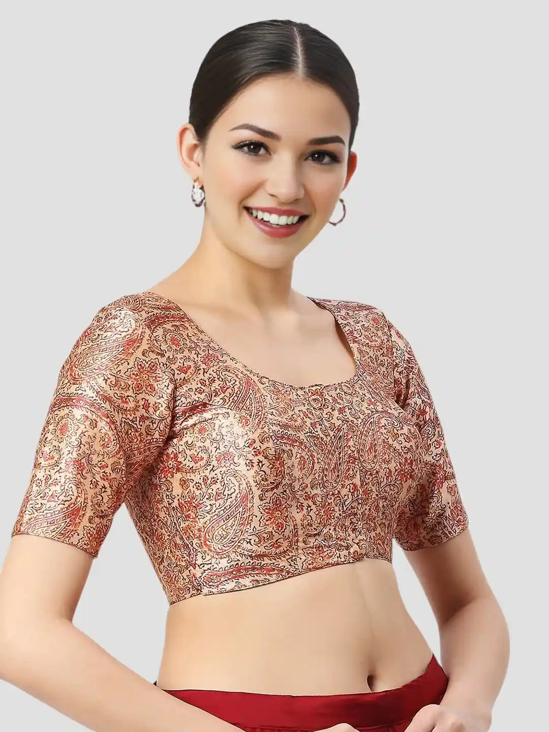 Red Paisley Print Blouse