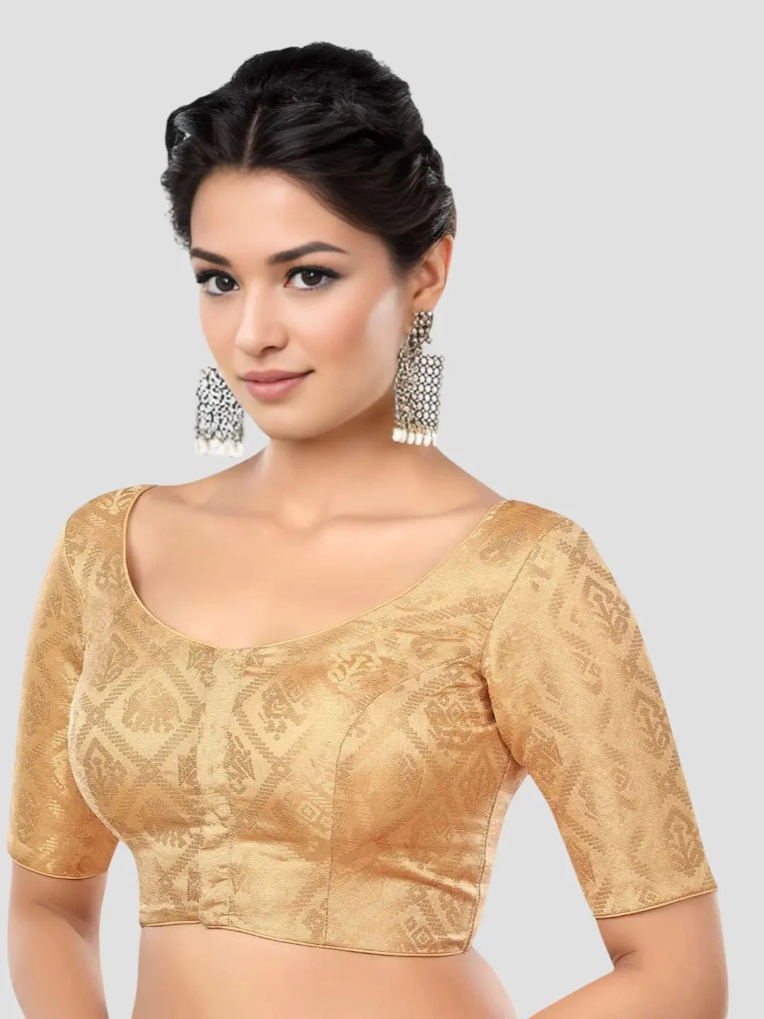 Gold Printed Brocade Blouse