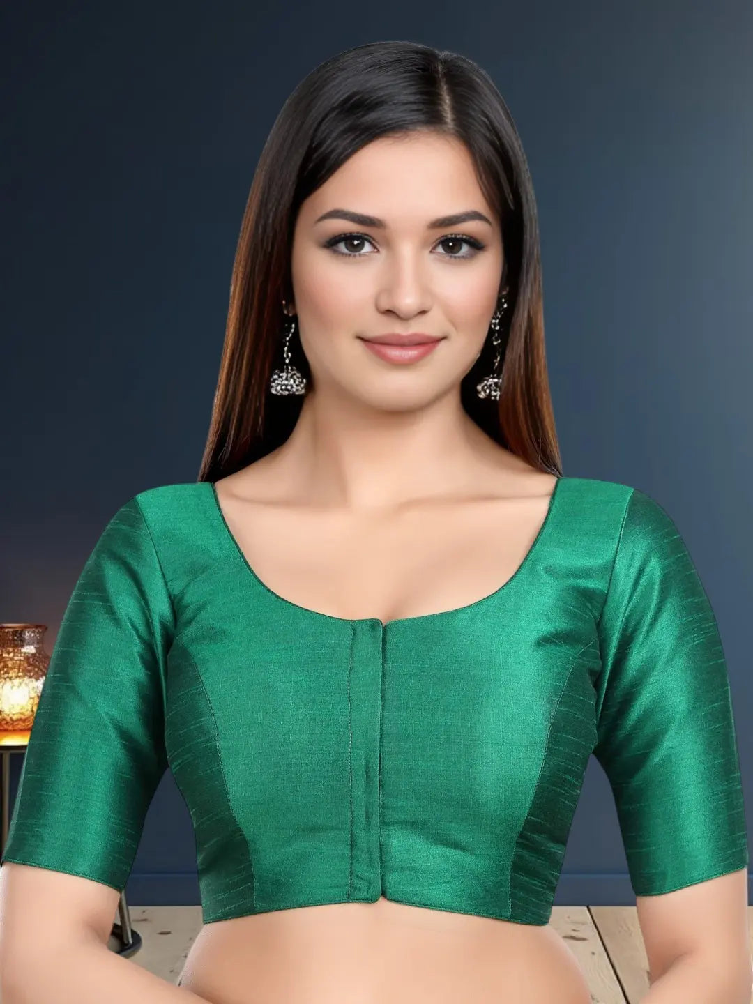 Rama Green Kora Silk Blouse
