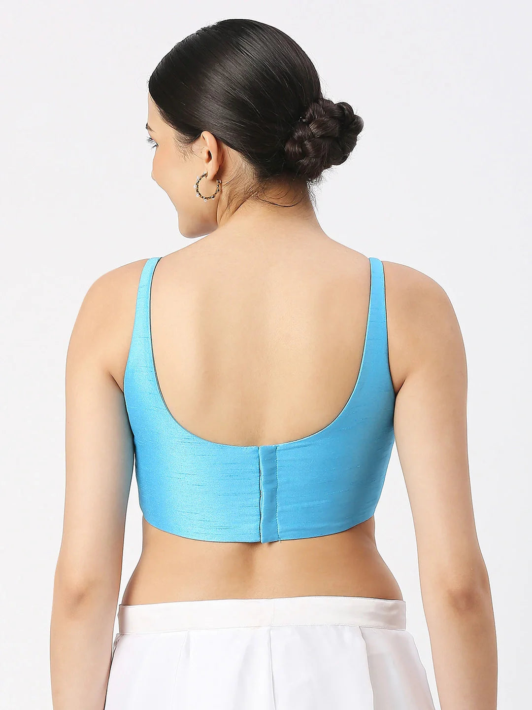 Sky Blue Silk Sleeveless Blouse