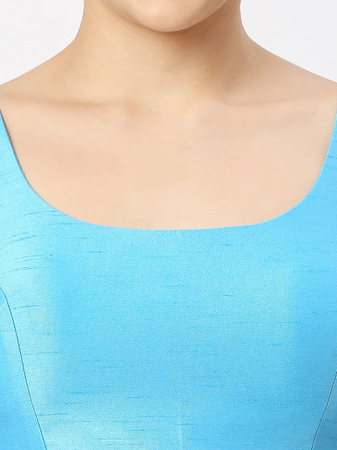 Sky Blue Silk Sleeveless Blouse