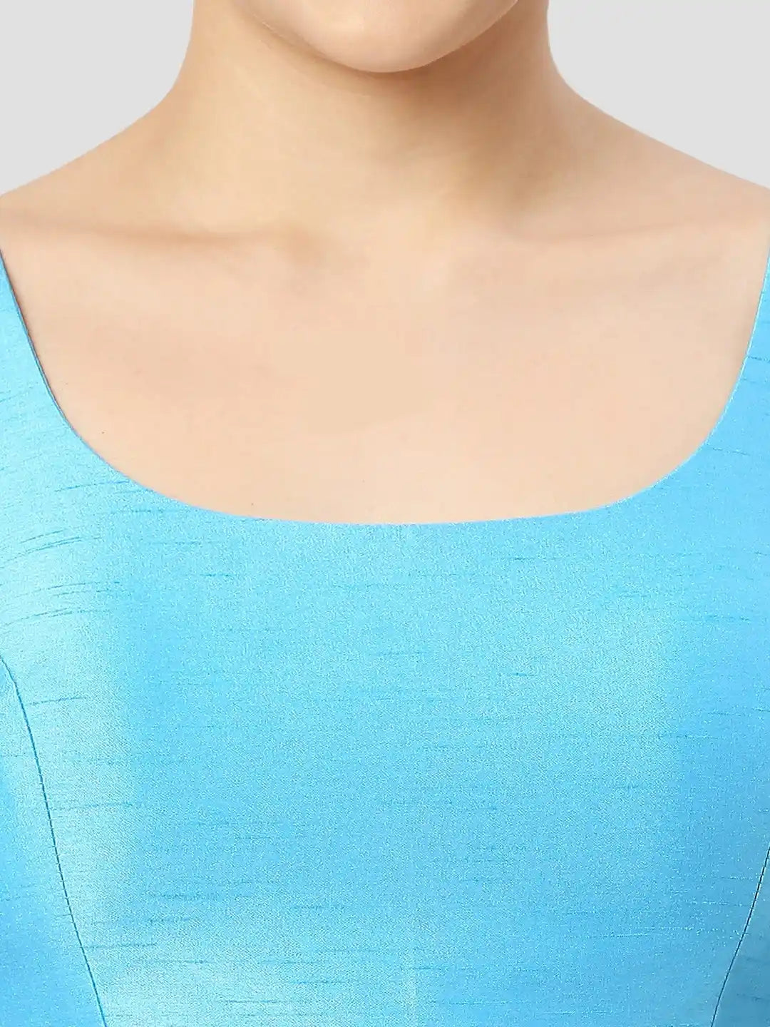 Sky Blue Silk Sleeveless Blouse