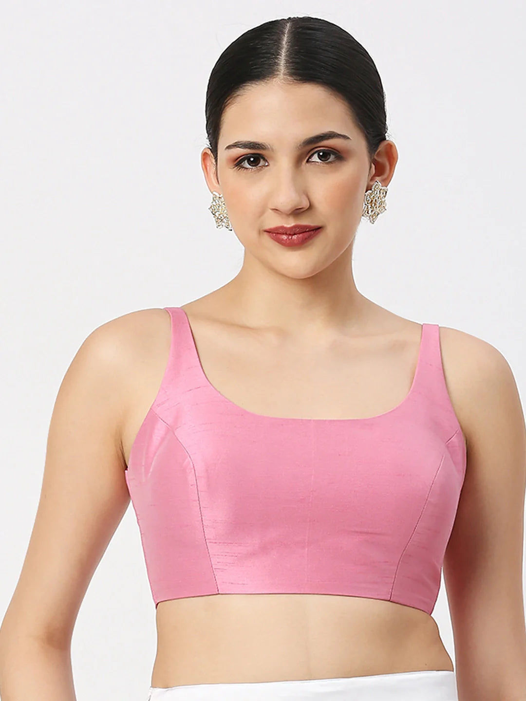 Pink Silk Sleeveless Blouse