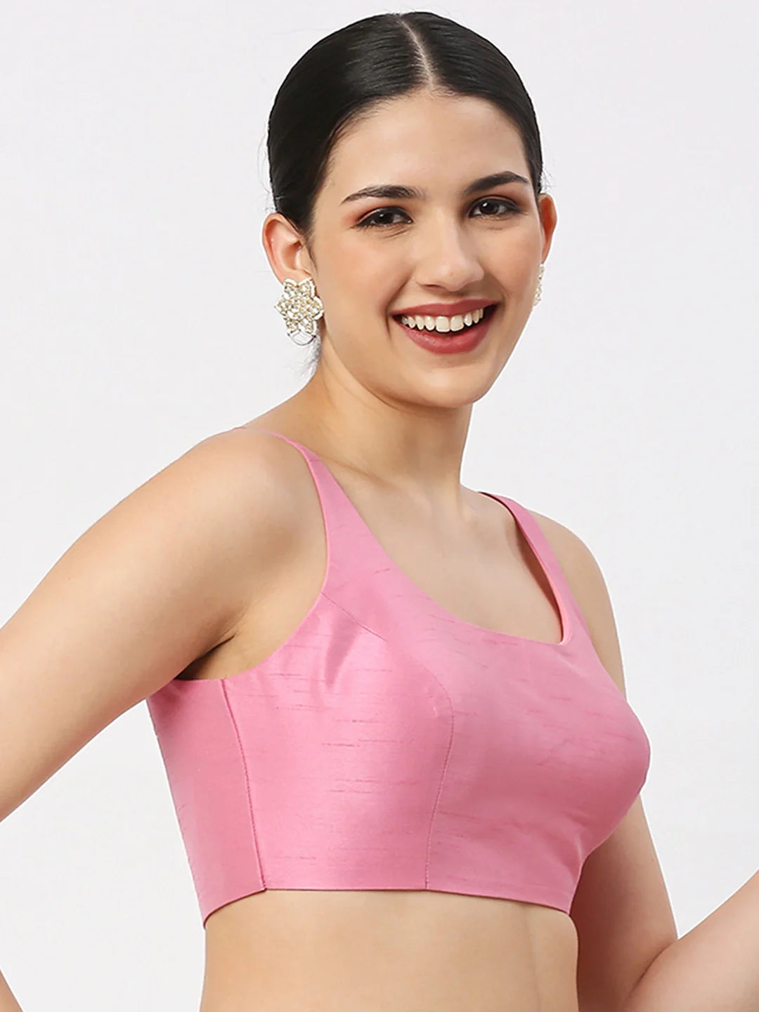 Pink Silk Sleeveless Blouse