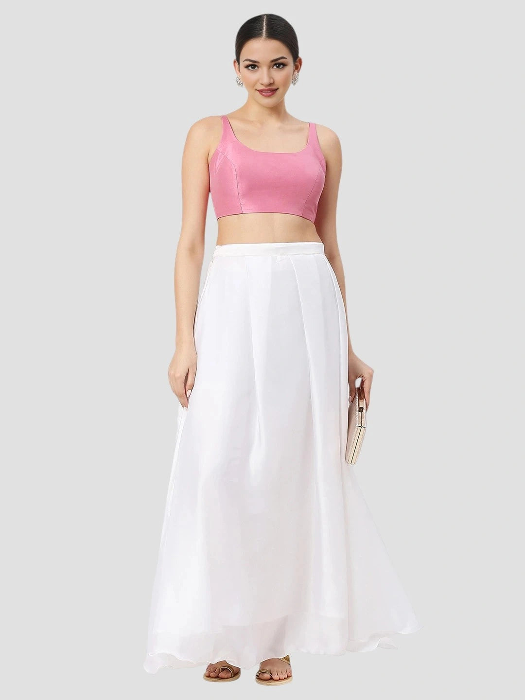 Pink Silk Sleeveless Blouse