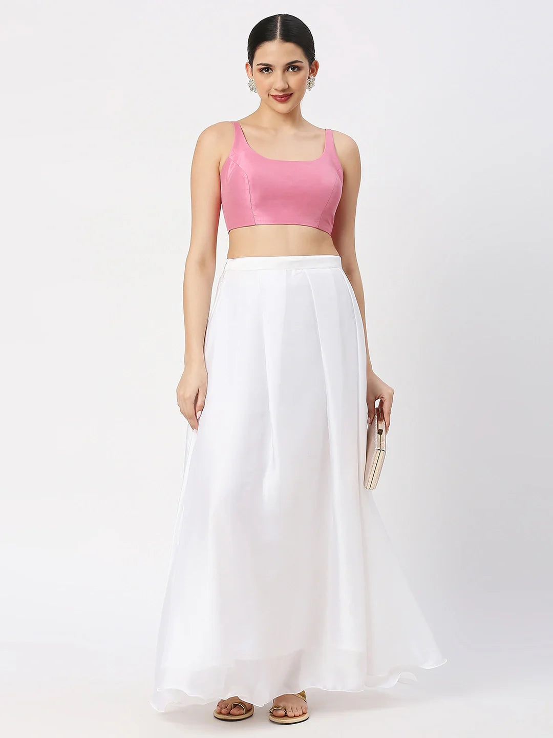 Pink Silk Sleeveless Blouse