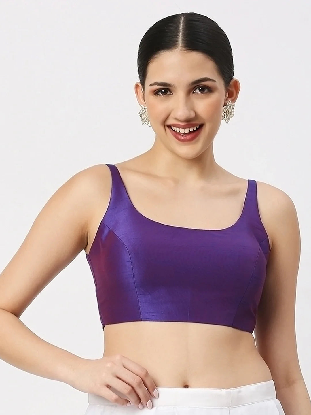 Purple Silk Sleeveless Blouse