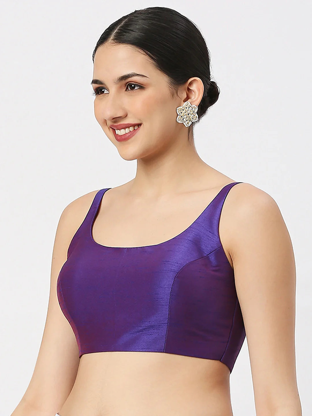 Purple Silk Sleeveless Blouse