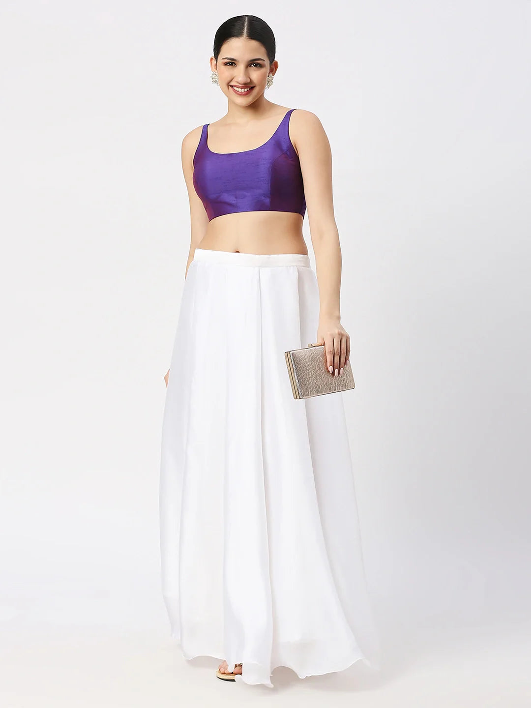 Purple Silk Sleeveless Blouse