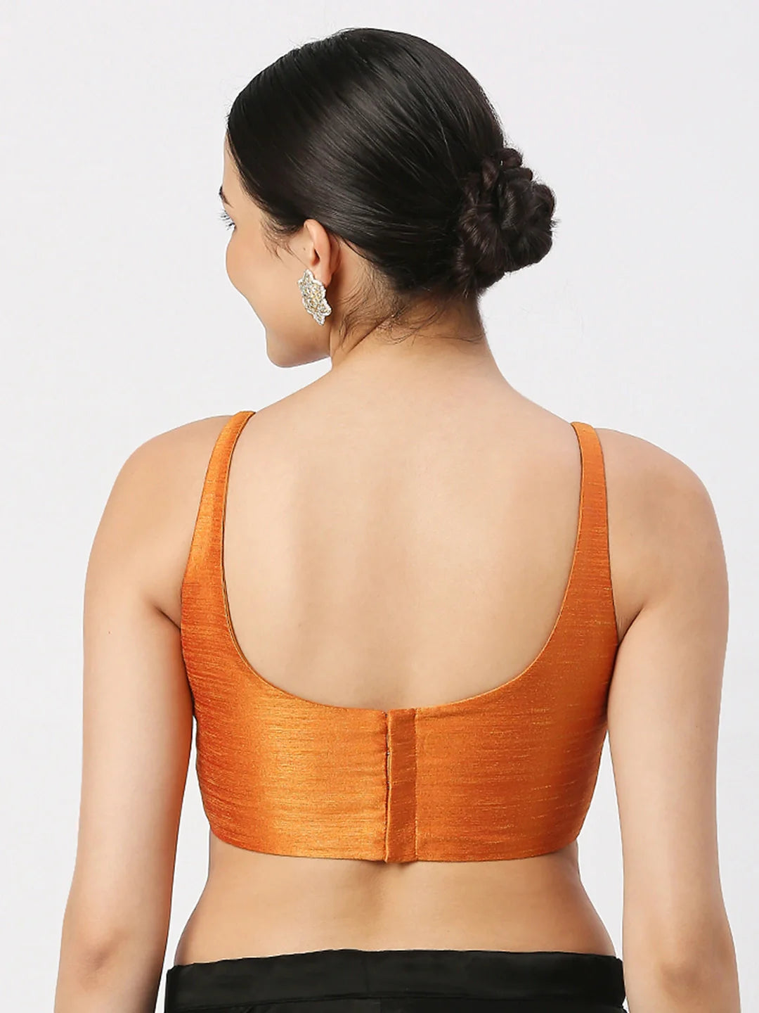 Orange Silk Sleeveless Blouse