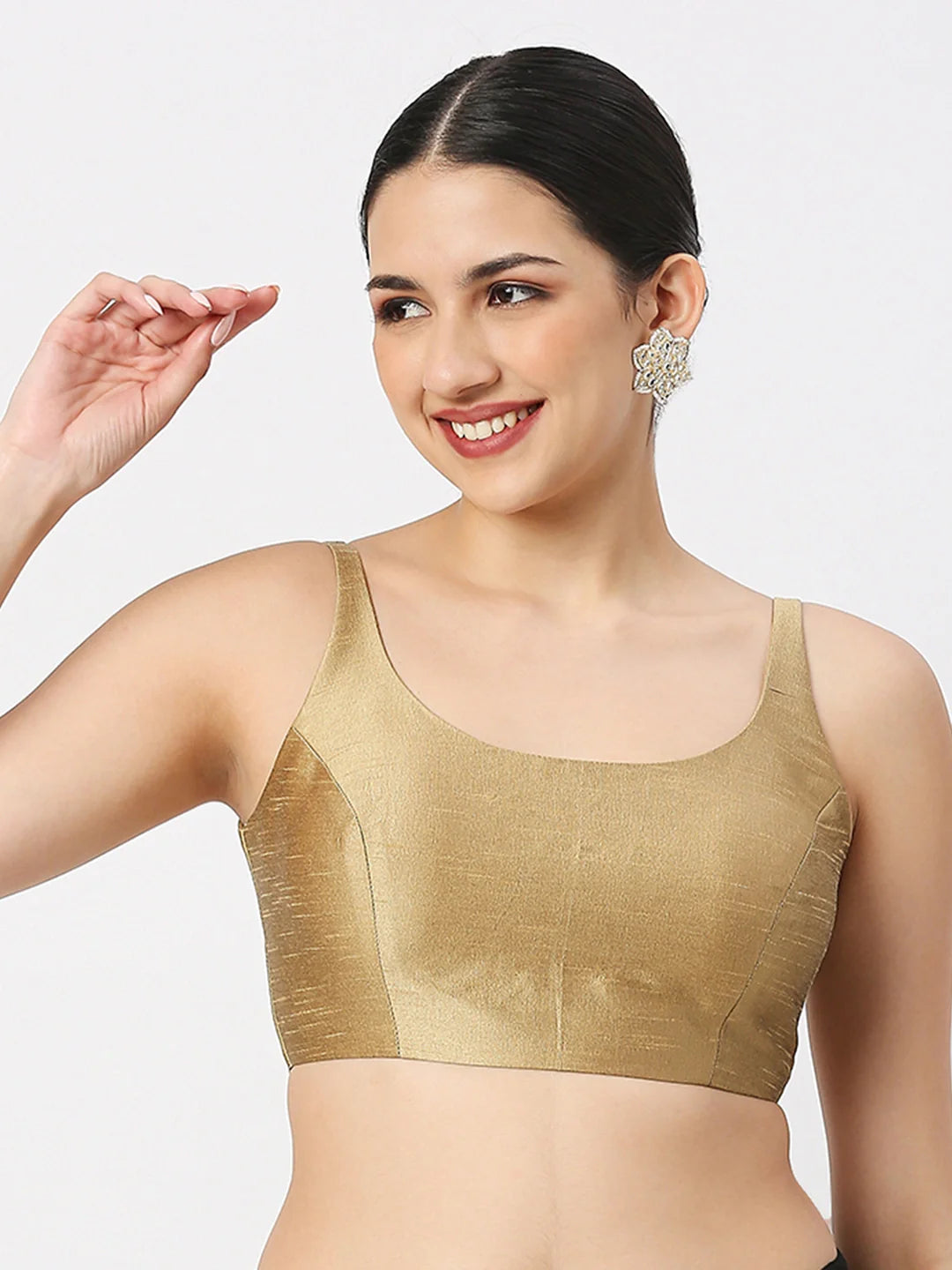Gold Silk Sleeveless Blouse