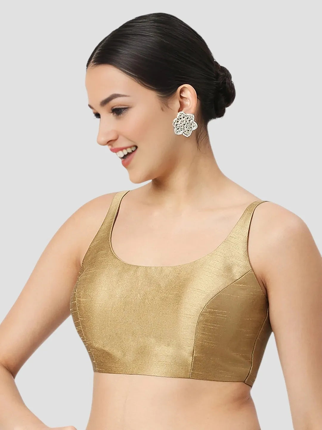Gold Silk Sleeveless Blouse