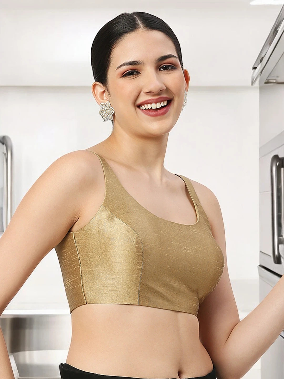 Gold Silk Sleeveless Blouse