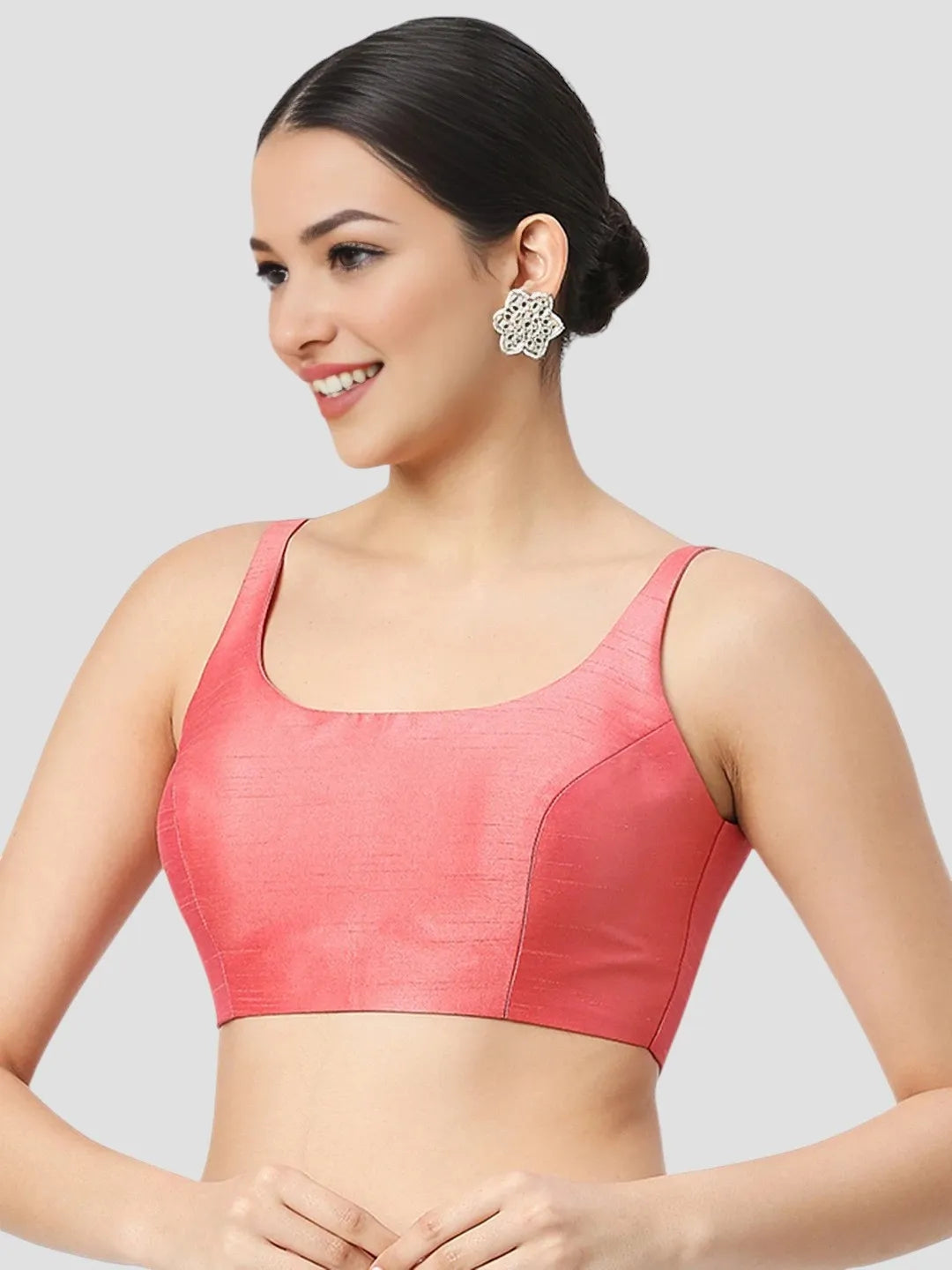 Peach Silk Sleeveless Blouse