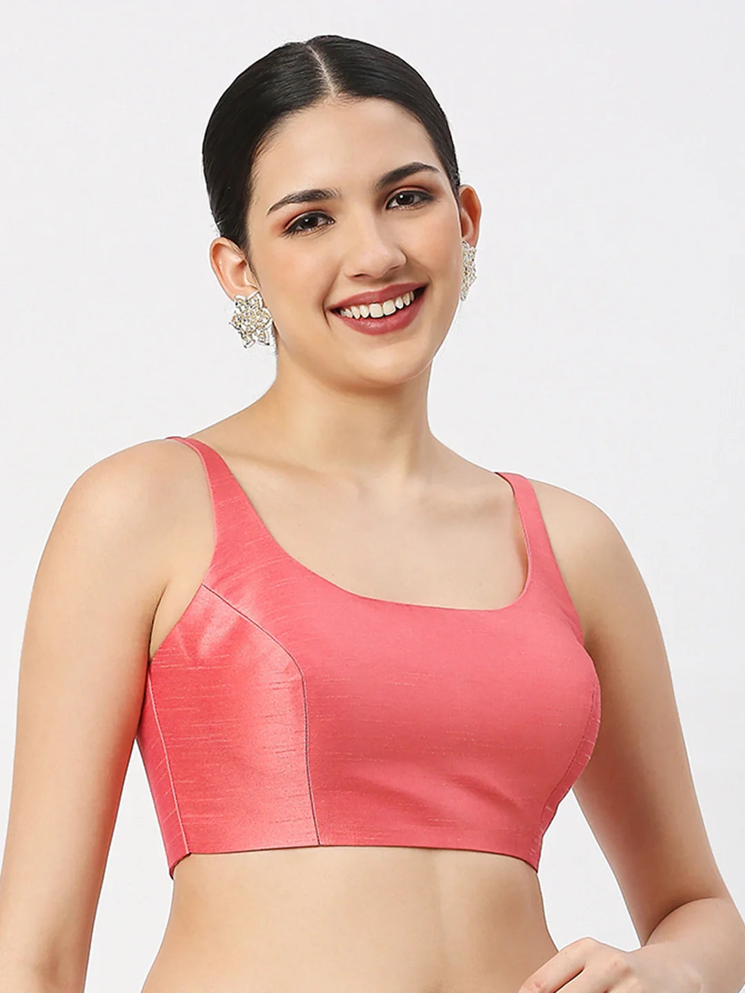 Peach Silk Sleeveless Blouse