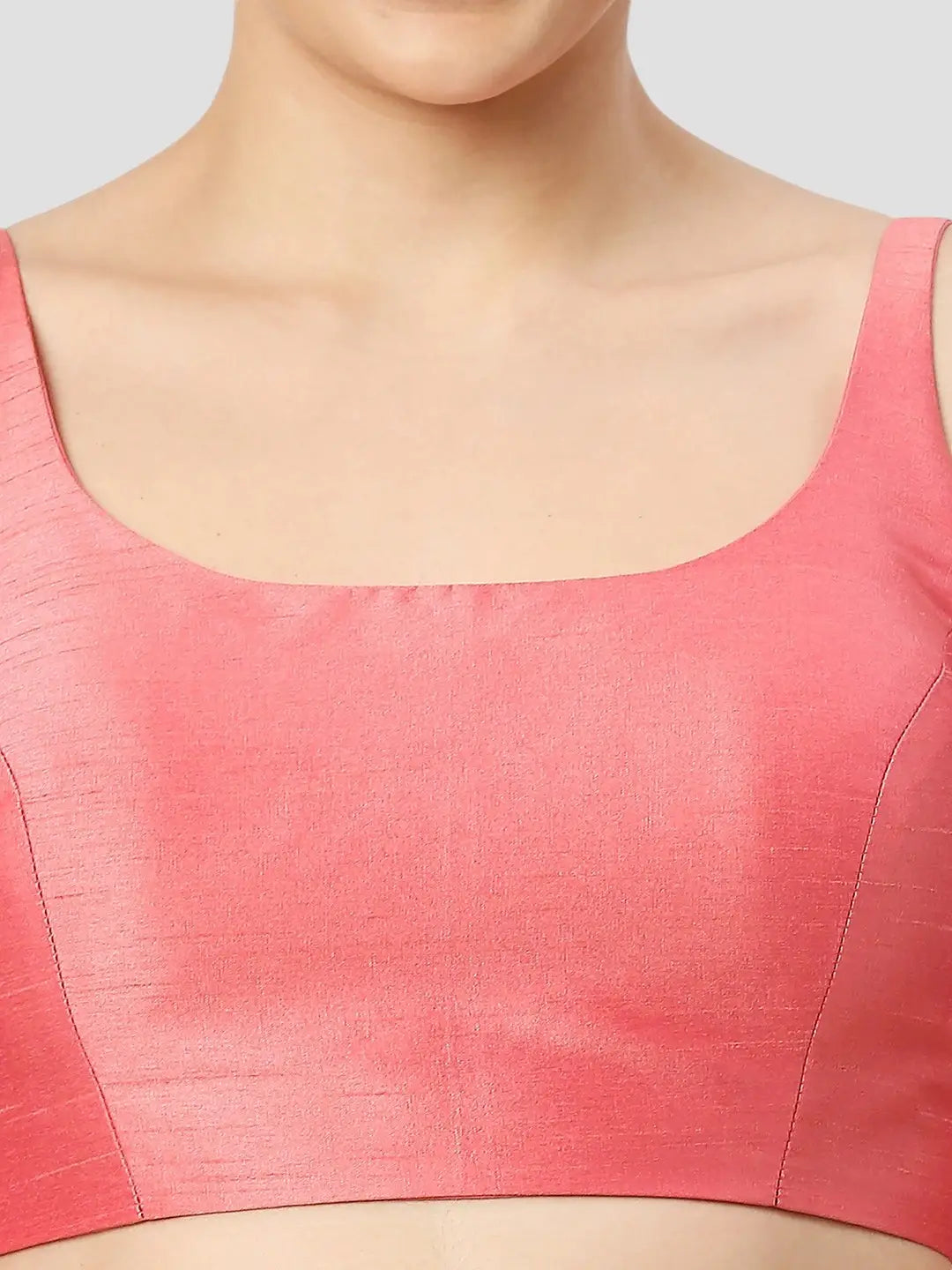 Peach Silk Sleeveless Blouse