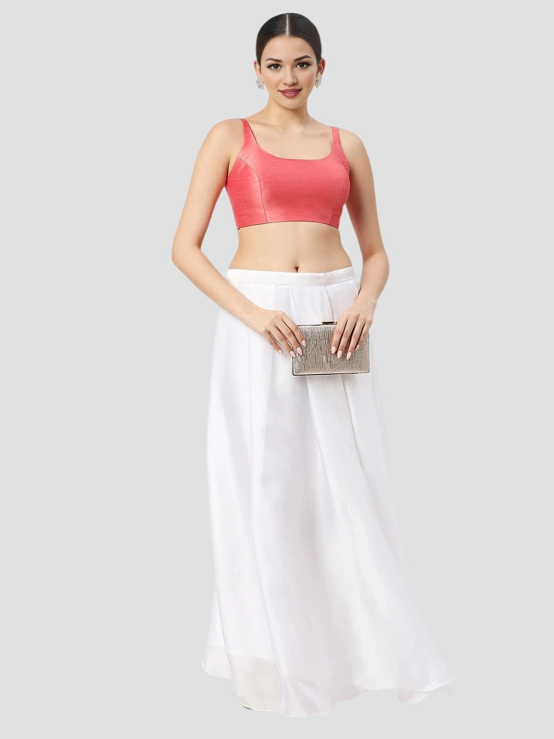 Peach Silk Sleeveless Blouse