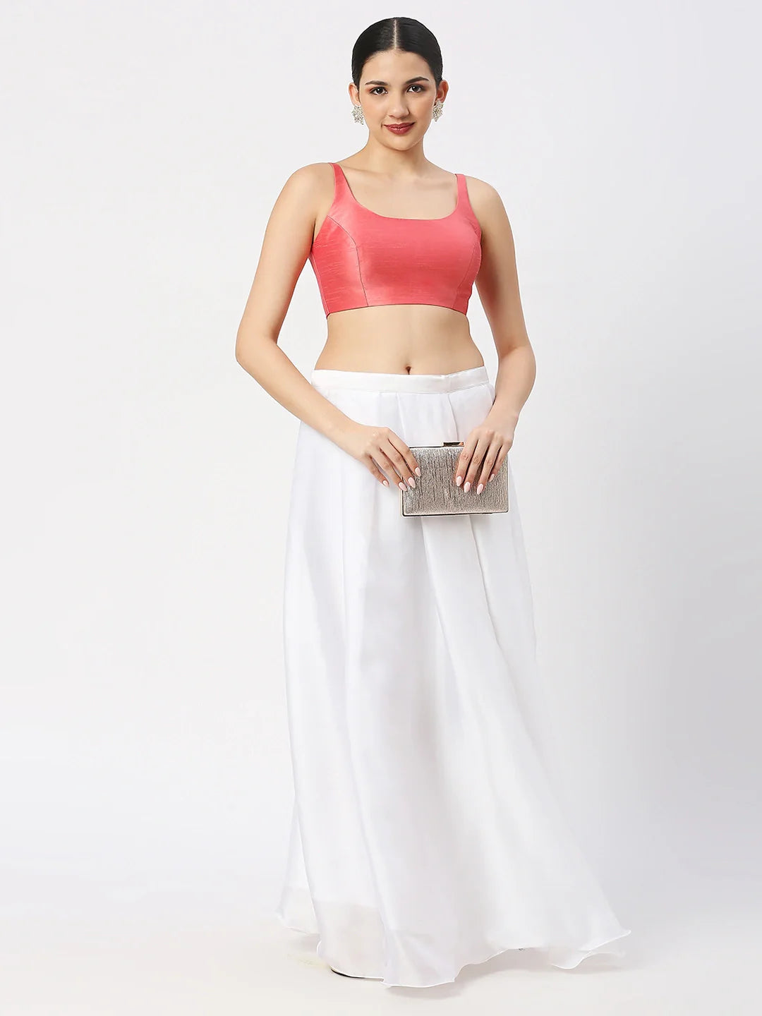 Peach Silk Sleeveless Blouse