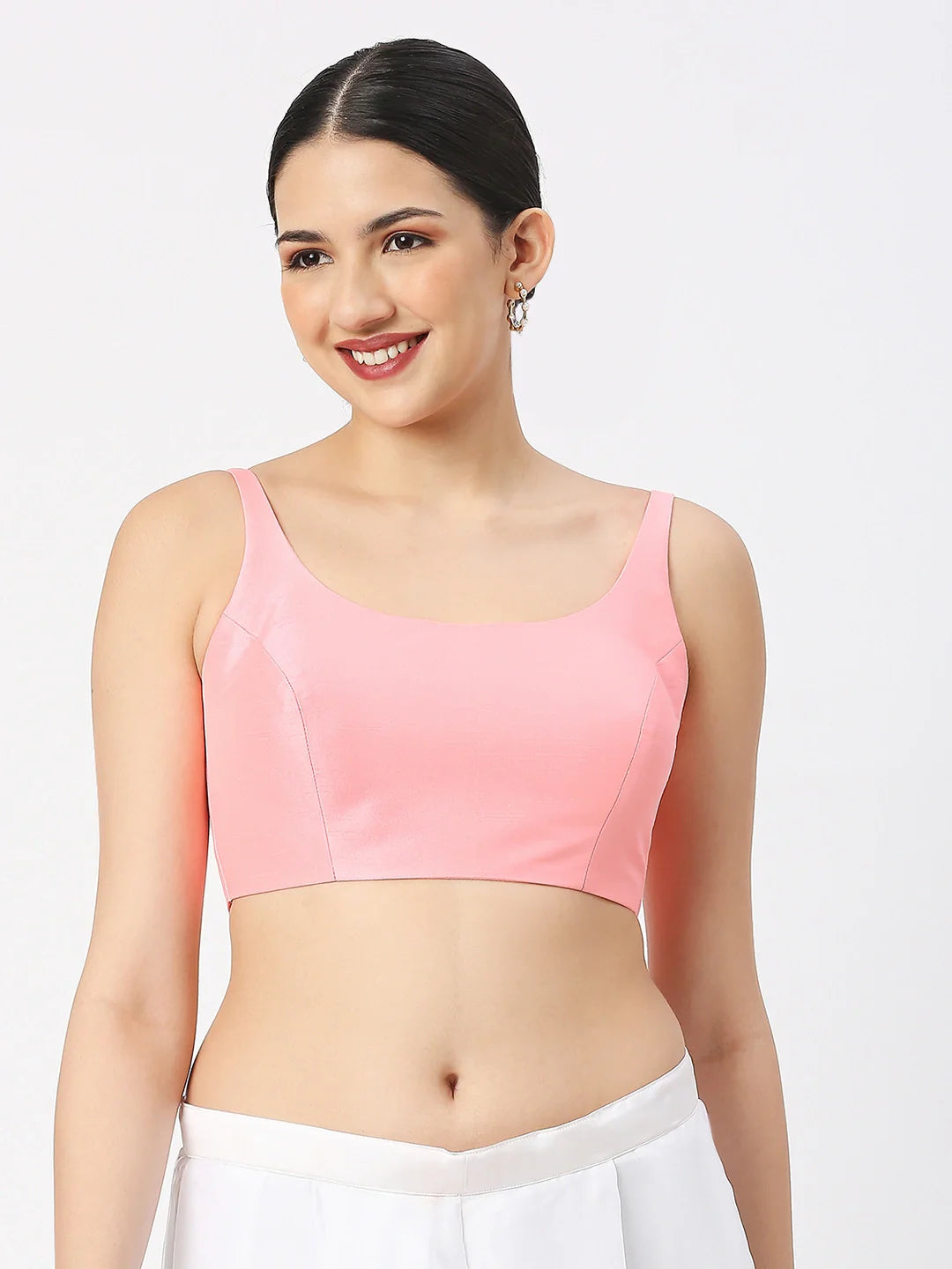 Baby Pink Silk Sleeveless Blouse