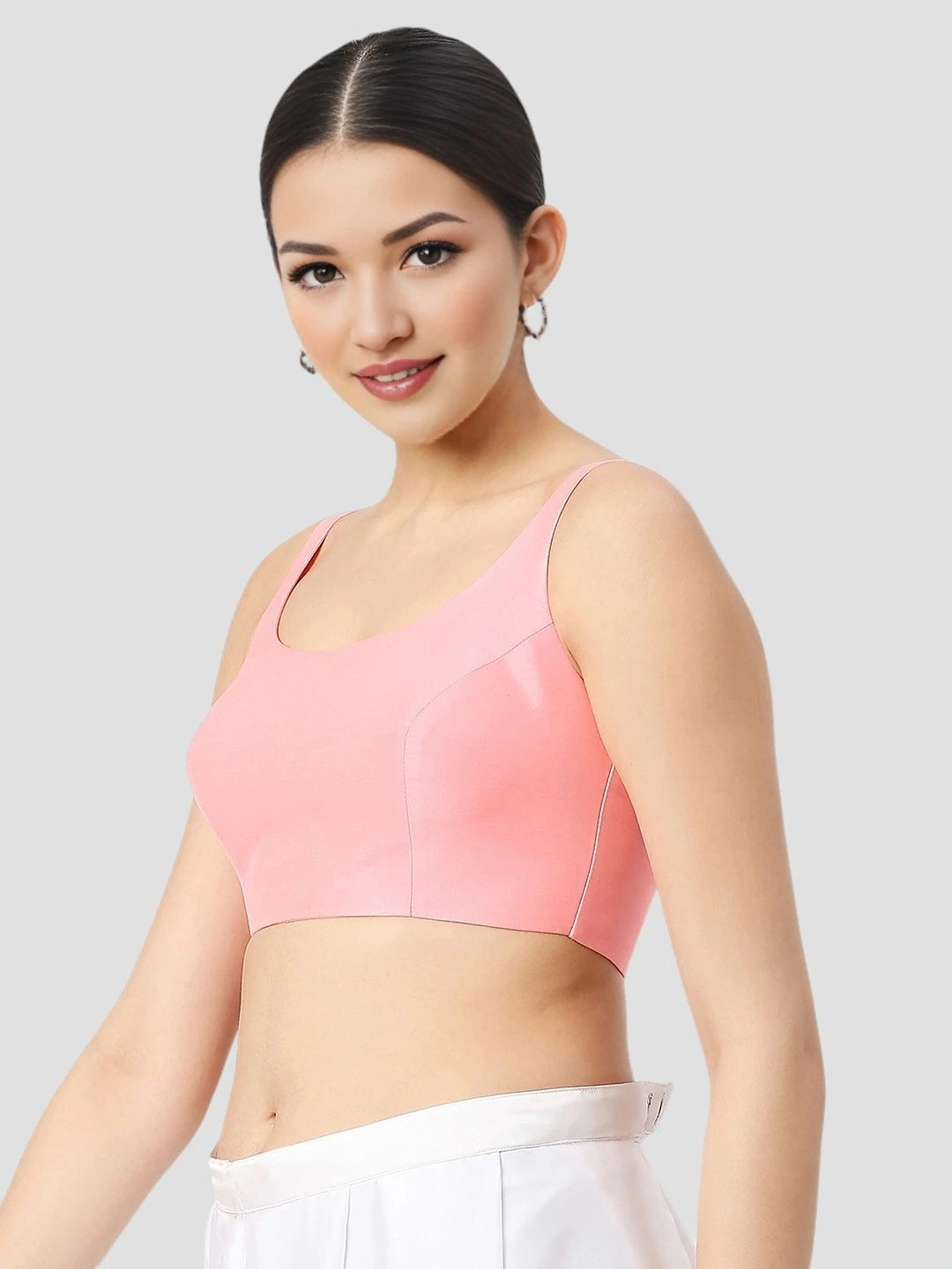 Baby Pink Silk Sleeveless Blouse