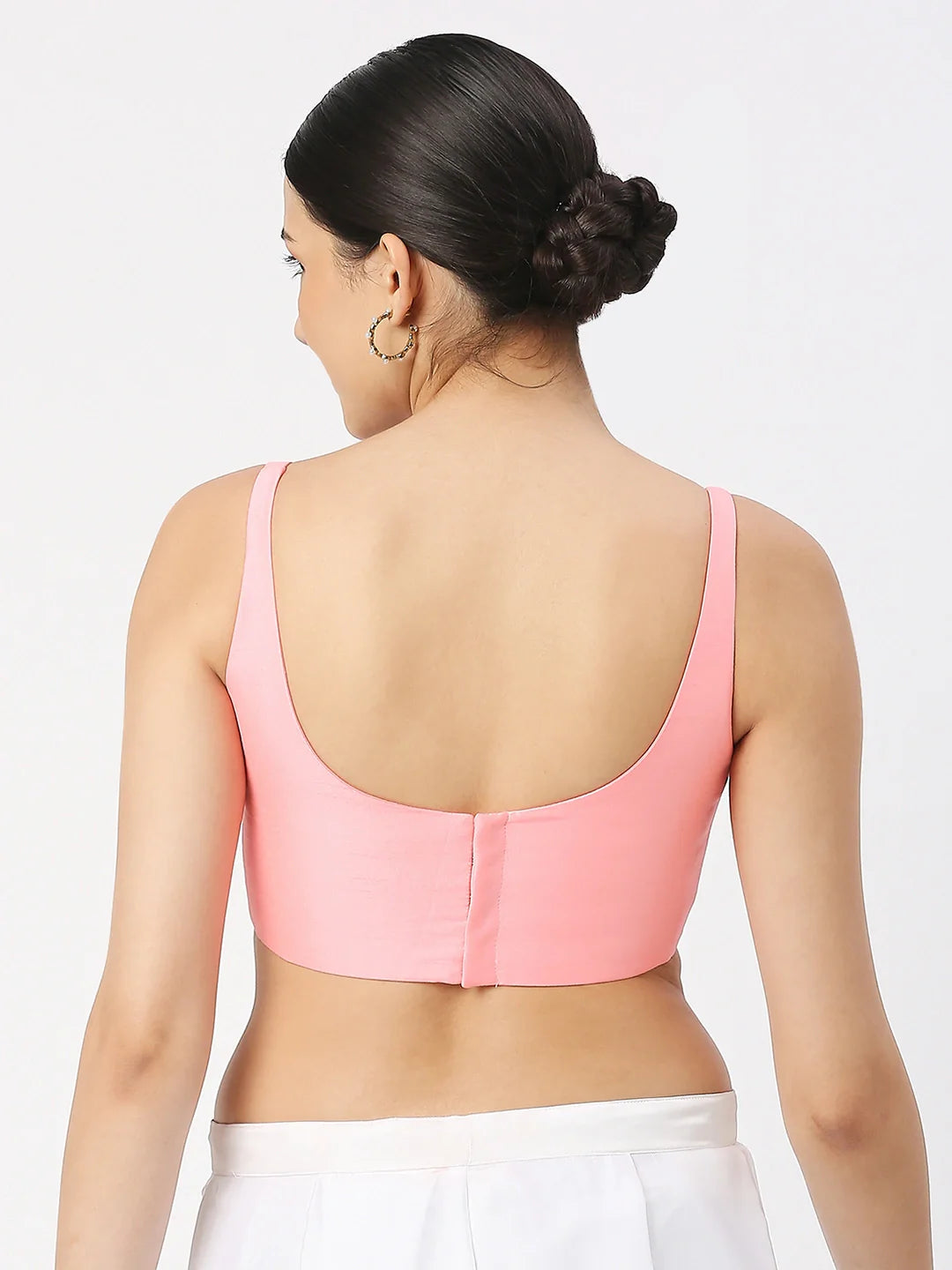 Baby Pink Silk Sleeveless Blouse