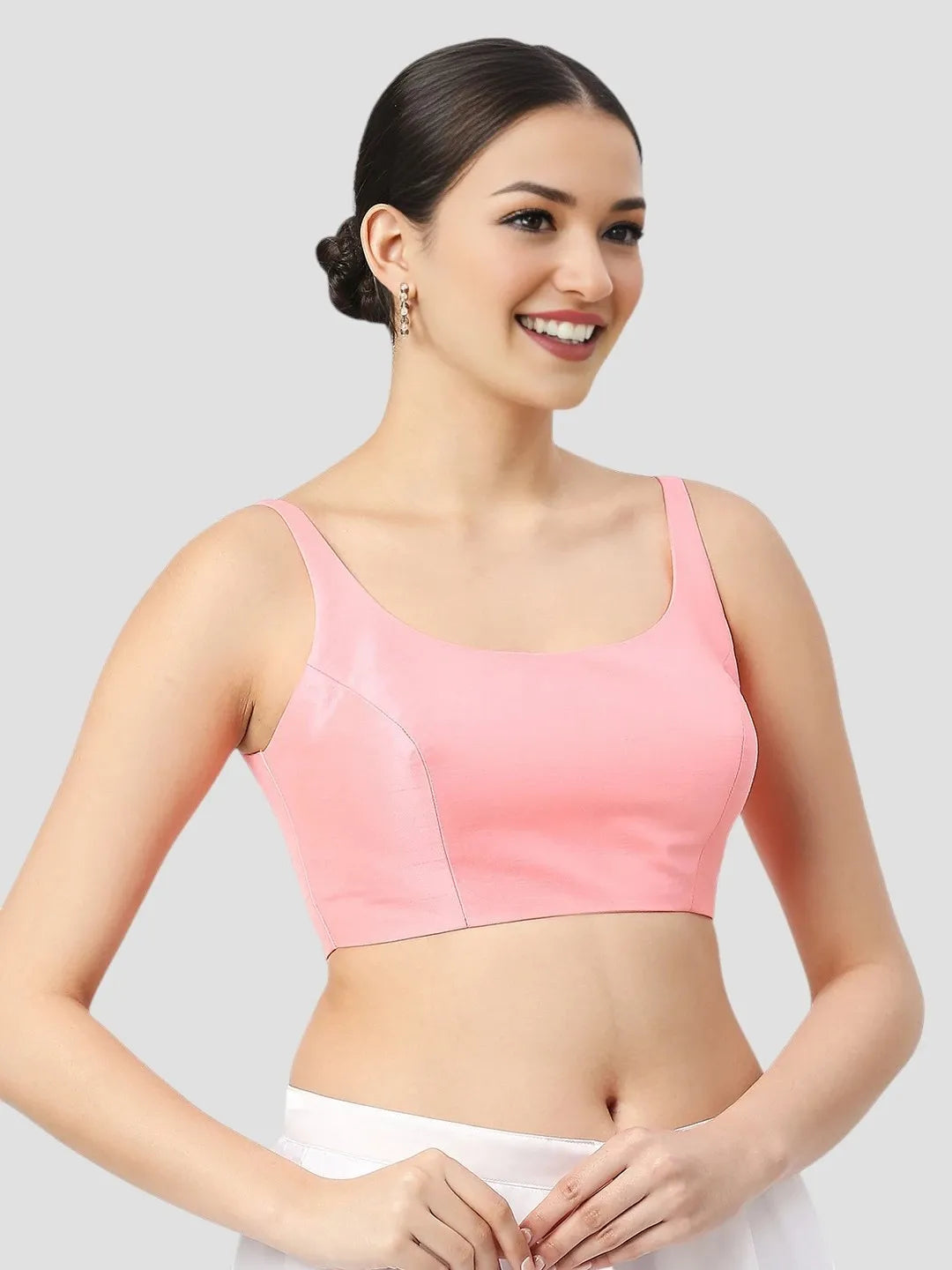 Baby Pink Silk Sleeveless Blouse