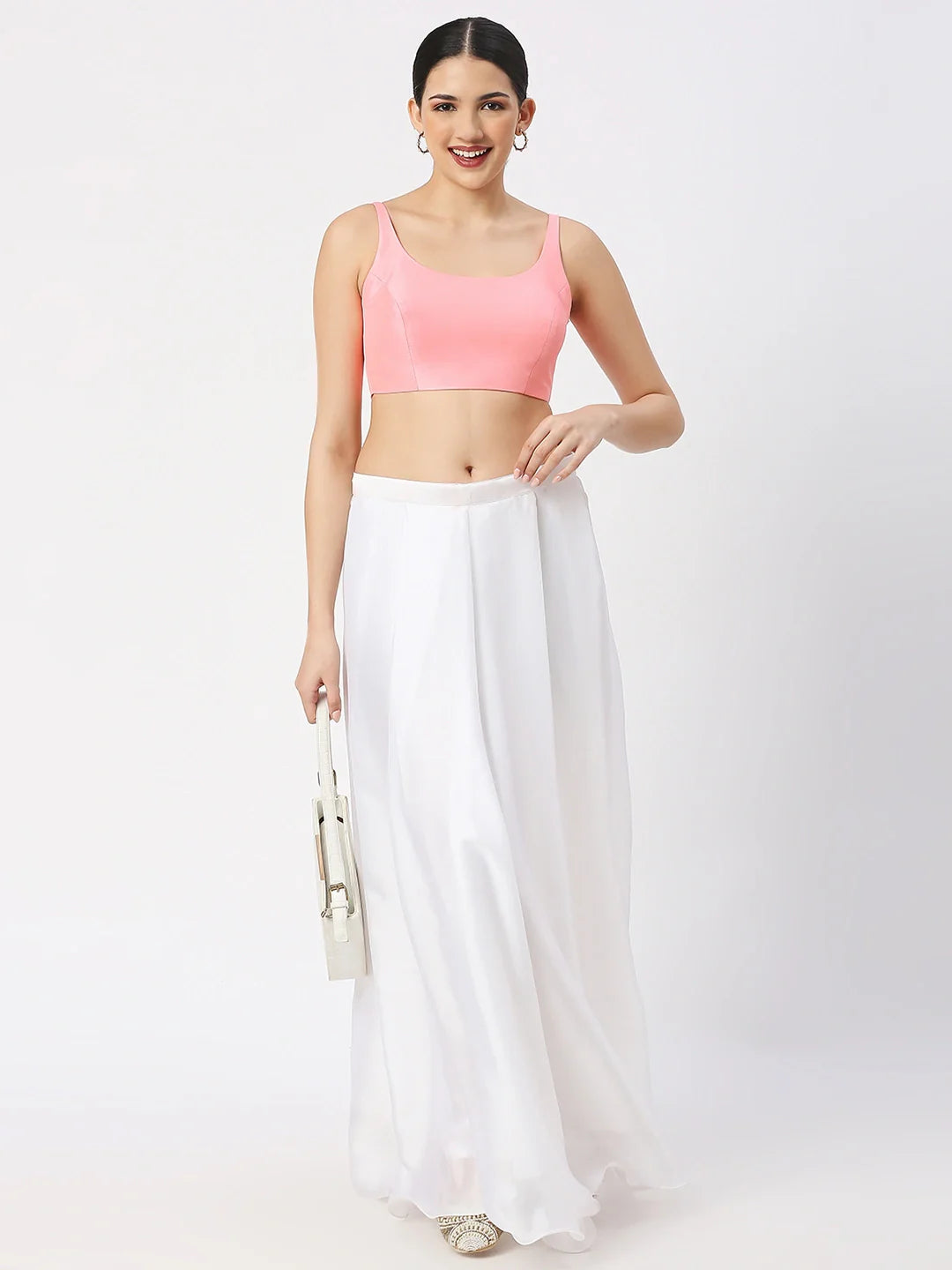 Baby Pink Silk Sleeveless Blouse