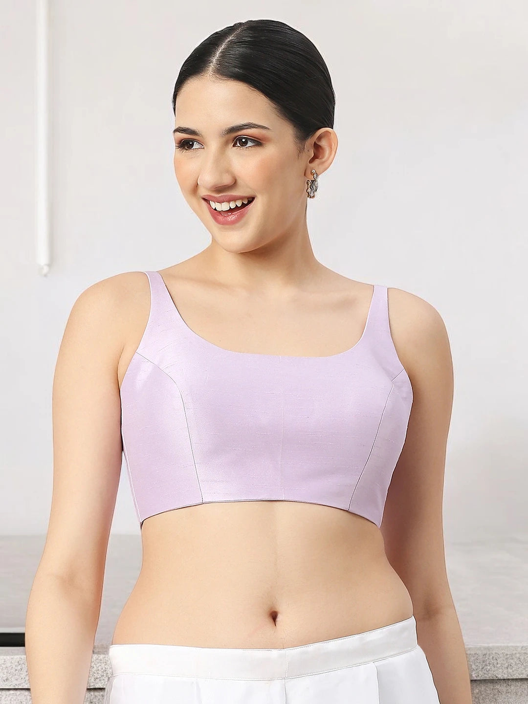 Light Violet Silk Sleeveless Blouse