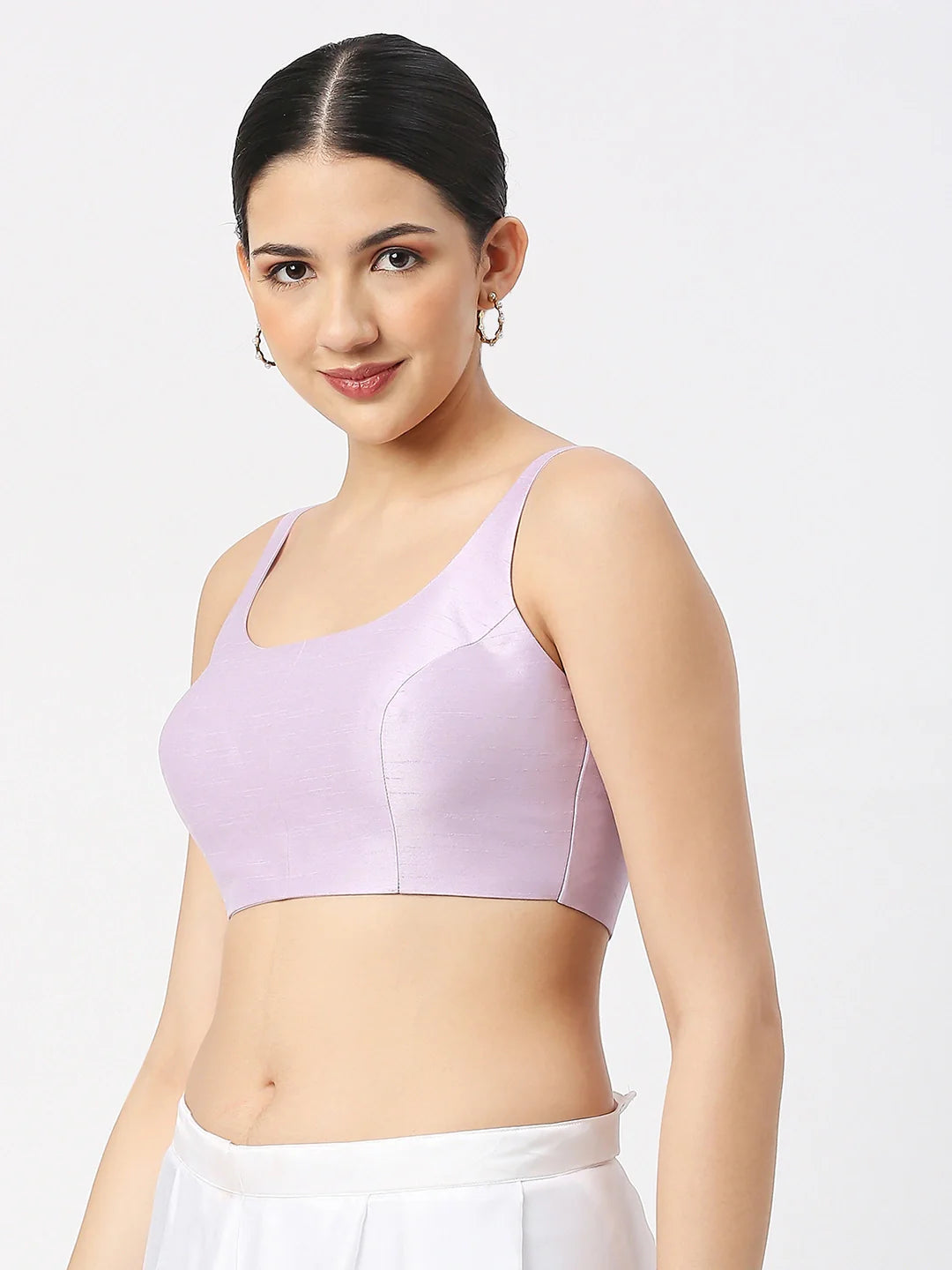 Light Violet Silk Sleeveless Blouse