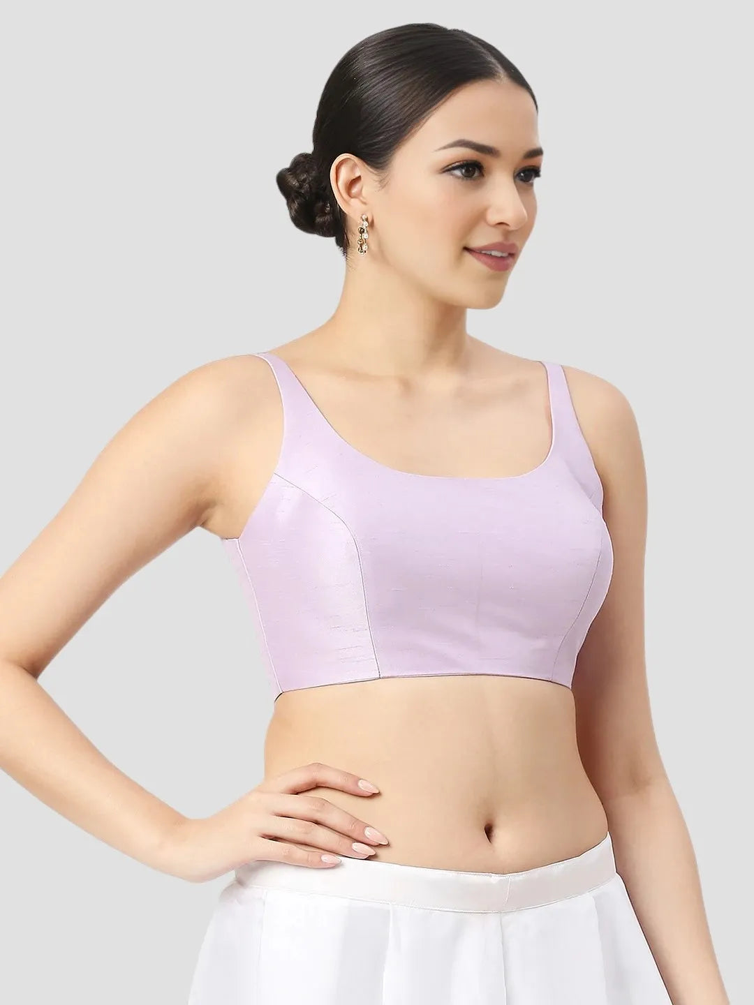 Light Violet Silk Sleeveless Blouse