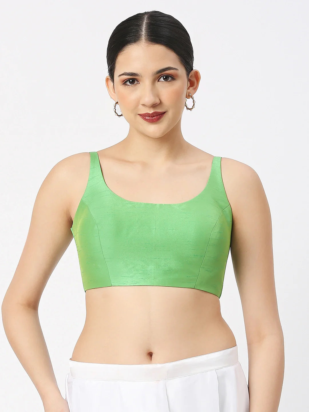 Light Green Silk Sleeveless Blouse