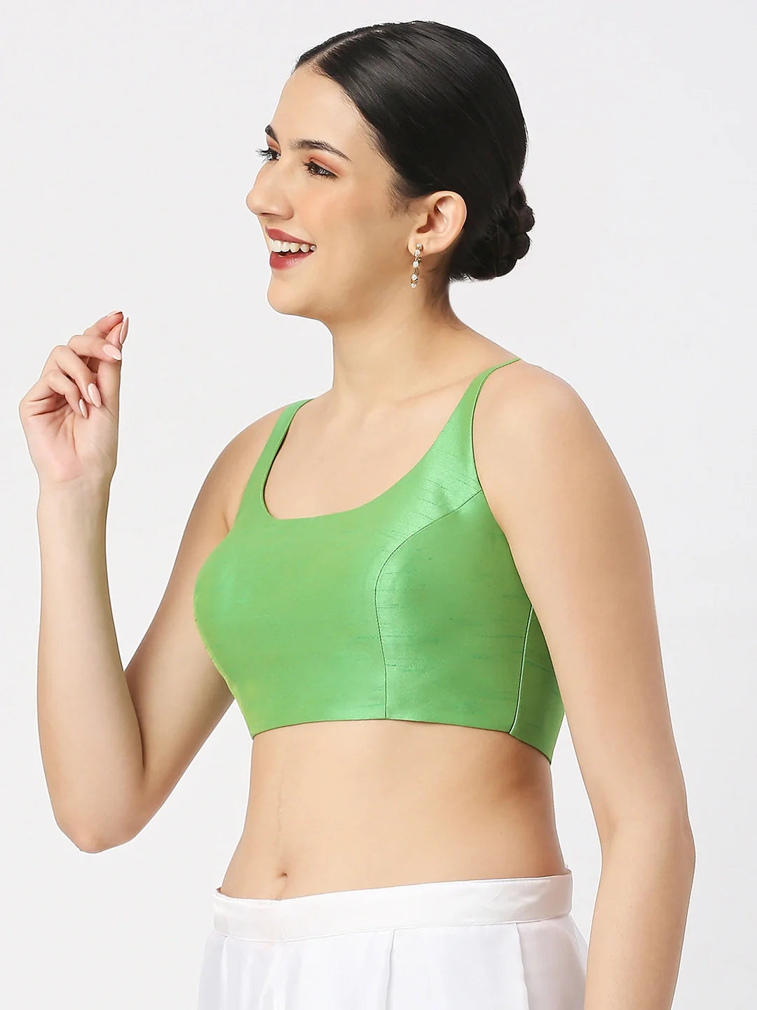 Light Green Silk Sleeveless Blouse