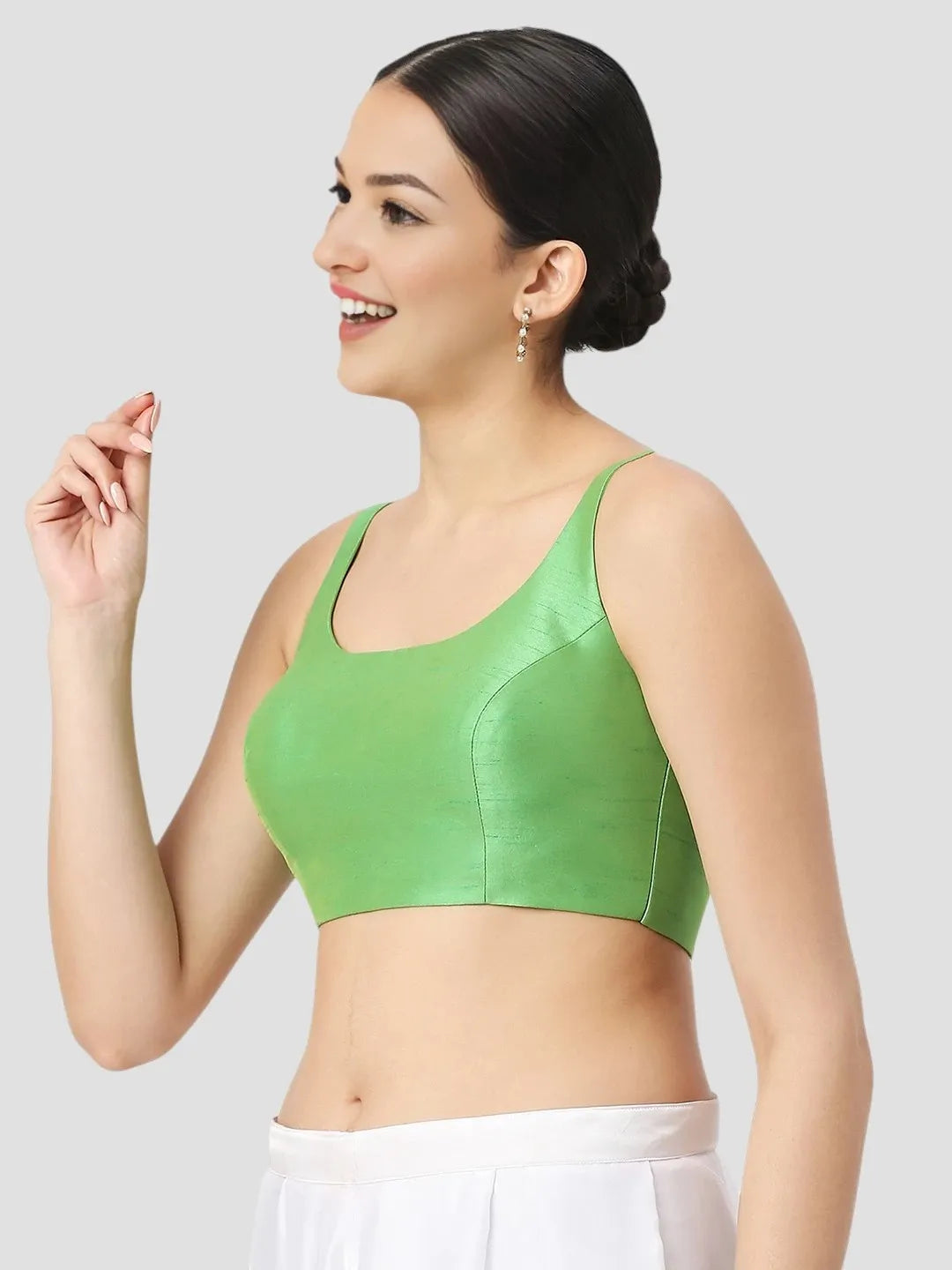 Light Green Silk Sleeveless Blouse