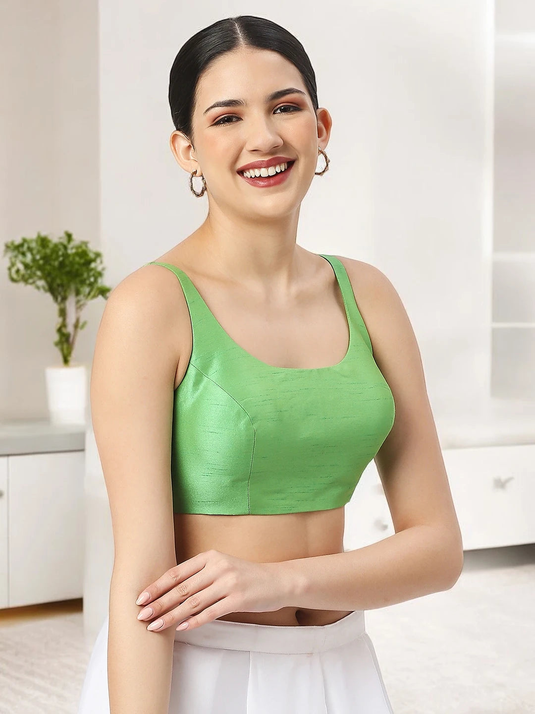 Light Green Silk Sleeveless Blouse
