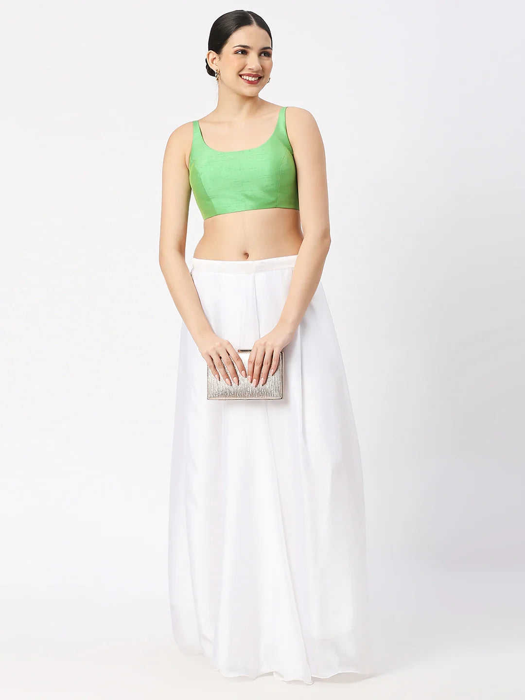 Light Green Silk Sleeveless Blouse