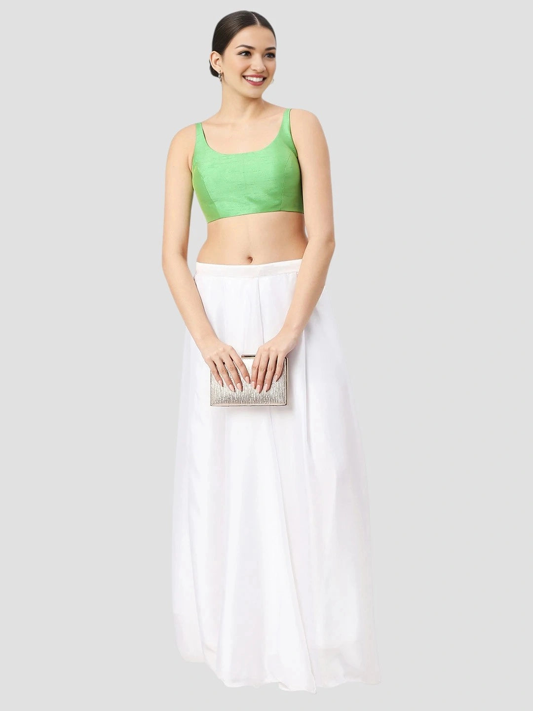 Light Green Silk Sleeveless Blouse