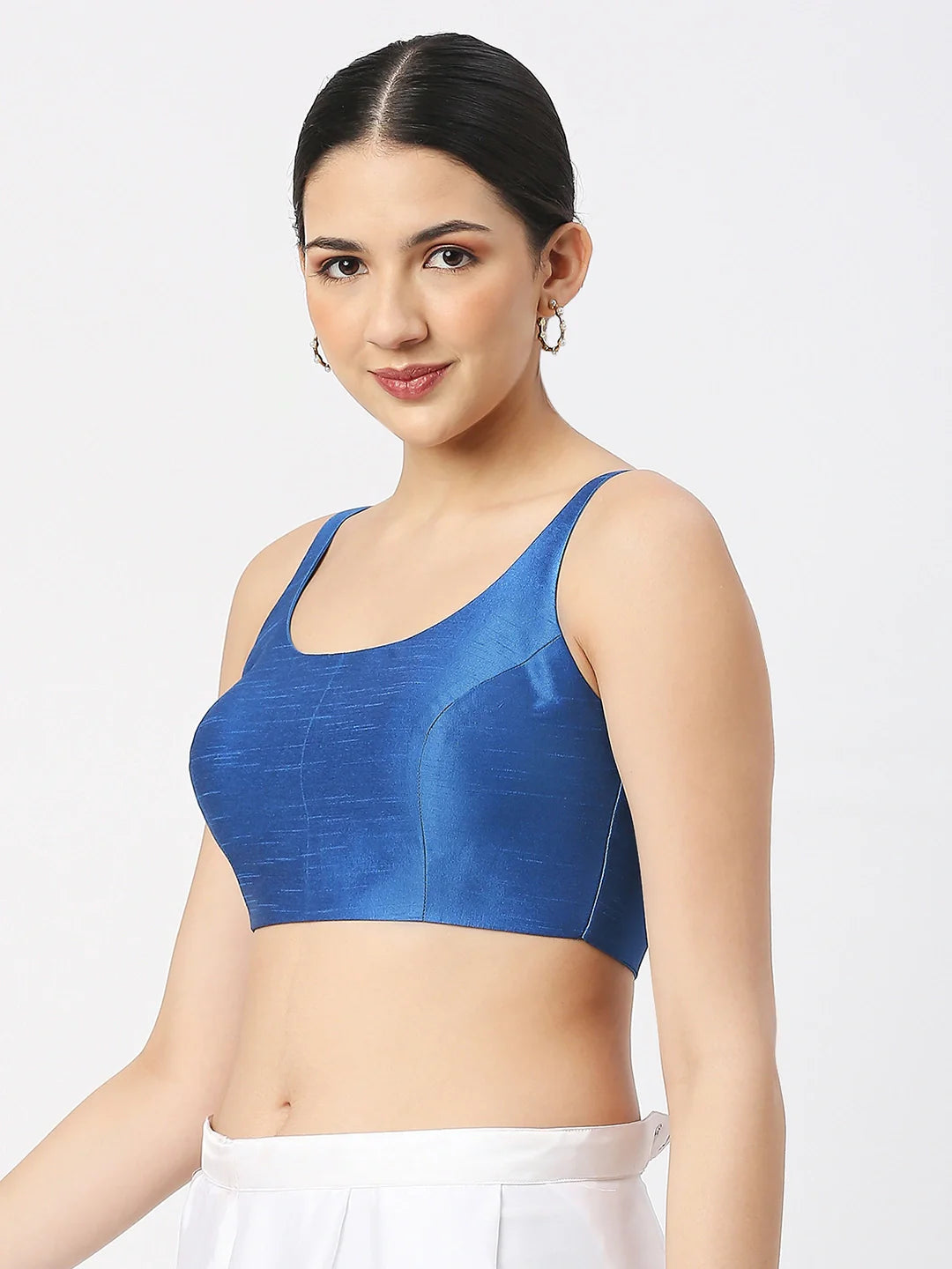 Royal Blue Silk Sleeveless Blouse