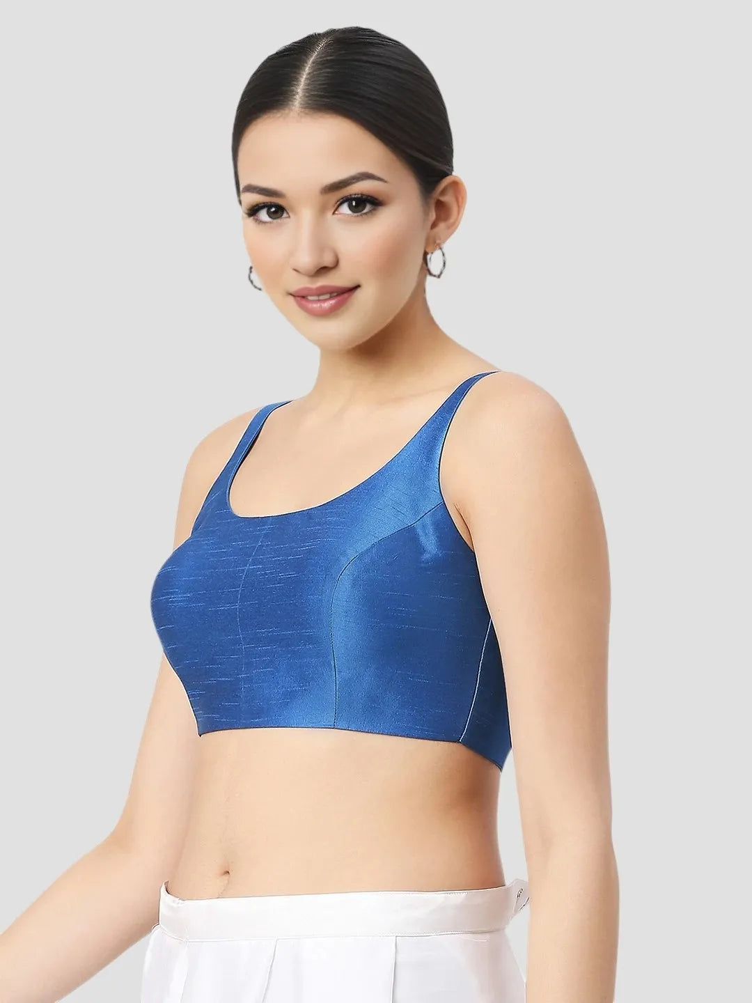 Royal Blue Silk Sleeveless Blouse