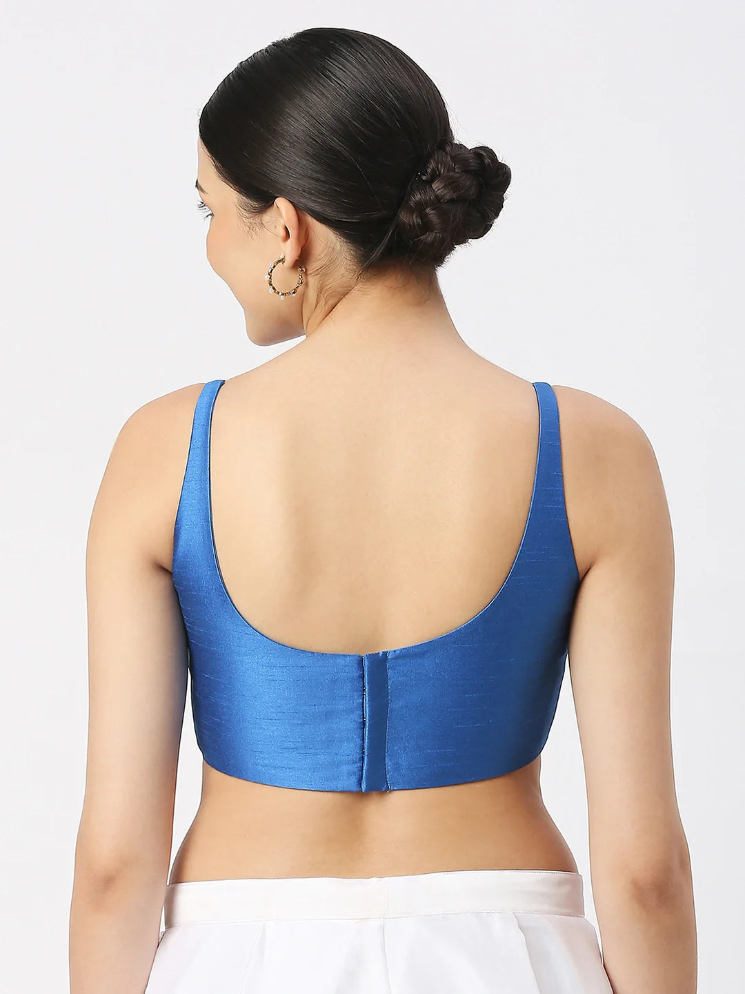 Royal Blue Silk Sleeveless Blouse