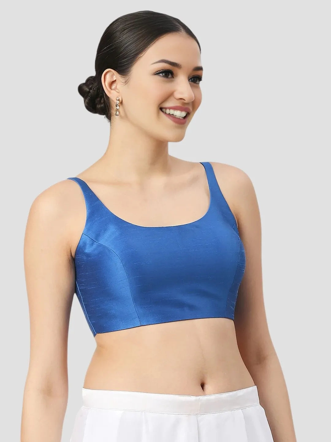 Royal Blue Silk Sleeveless Blouse