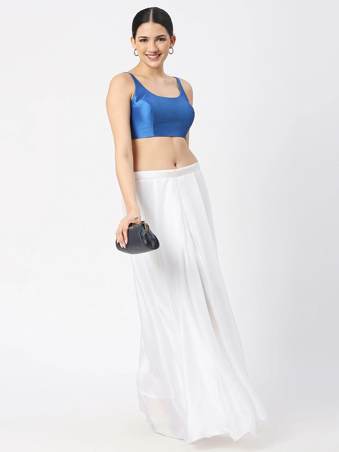 Royal Blue Silk Sleeveless Blouse