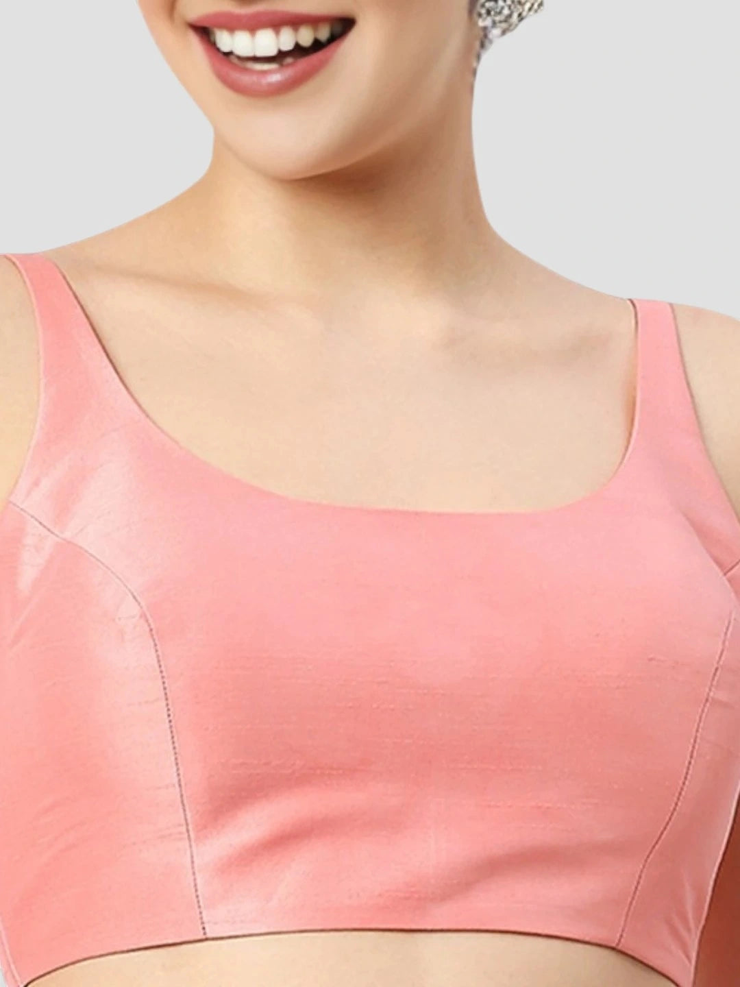 Light Peach Silk Sleeveless Blouse