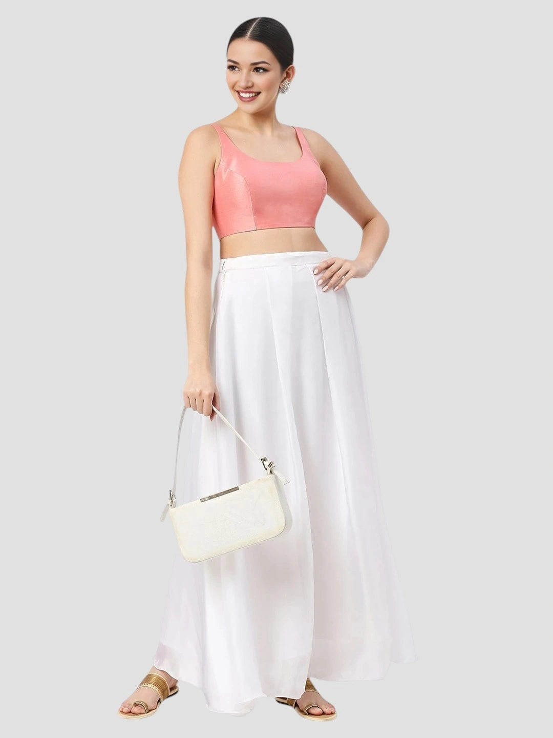 Light Peach Silk Sleeveless Blouse