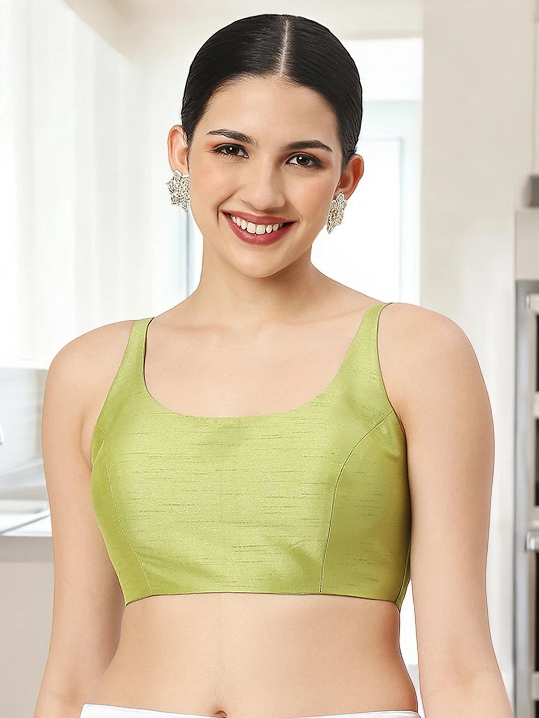 Sea Green Silk Sleeveless Blouse