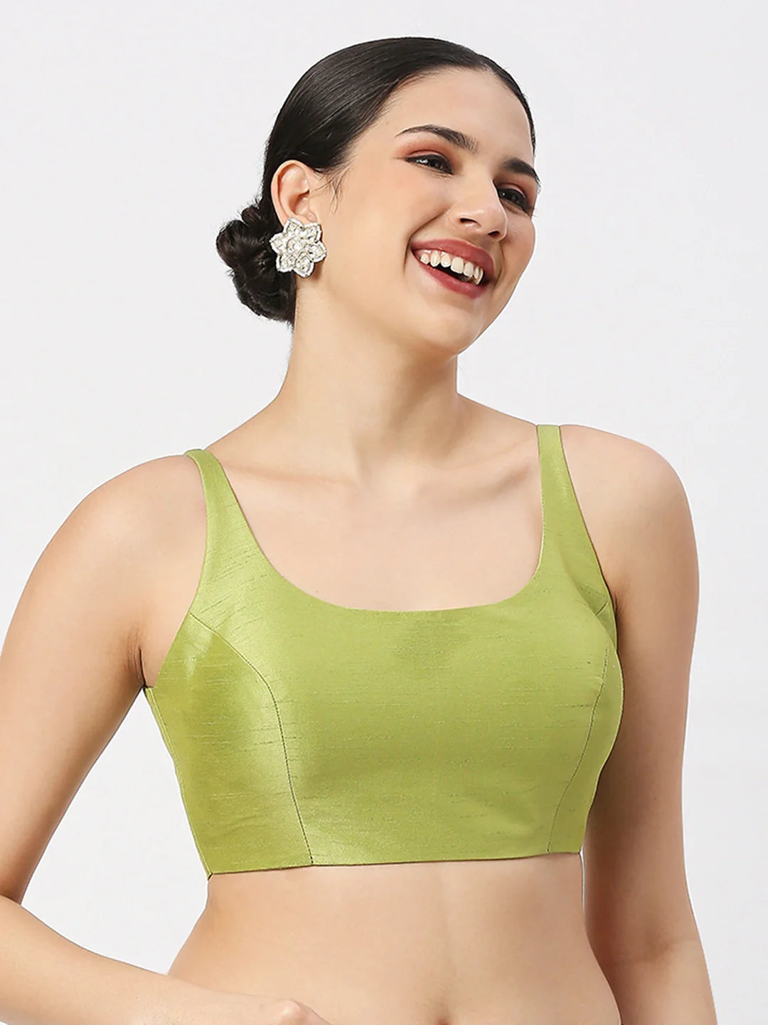 Sea Green Silk Sleeveless Blouse