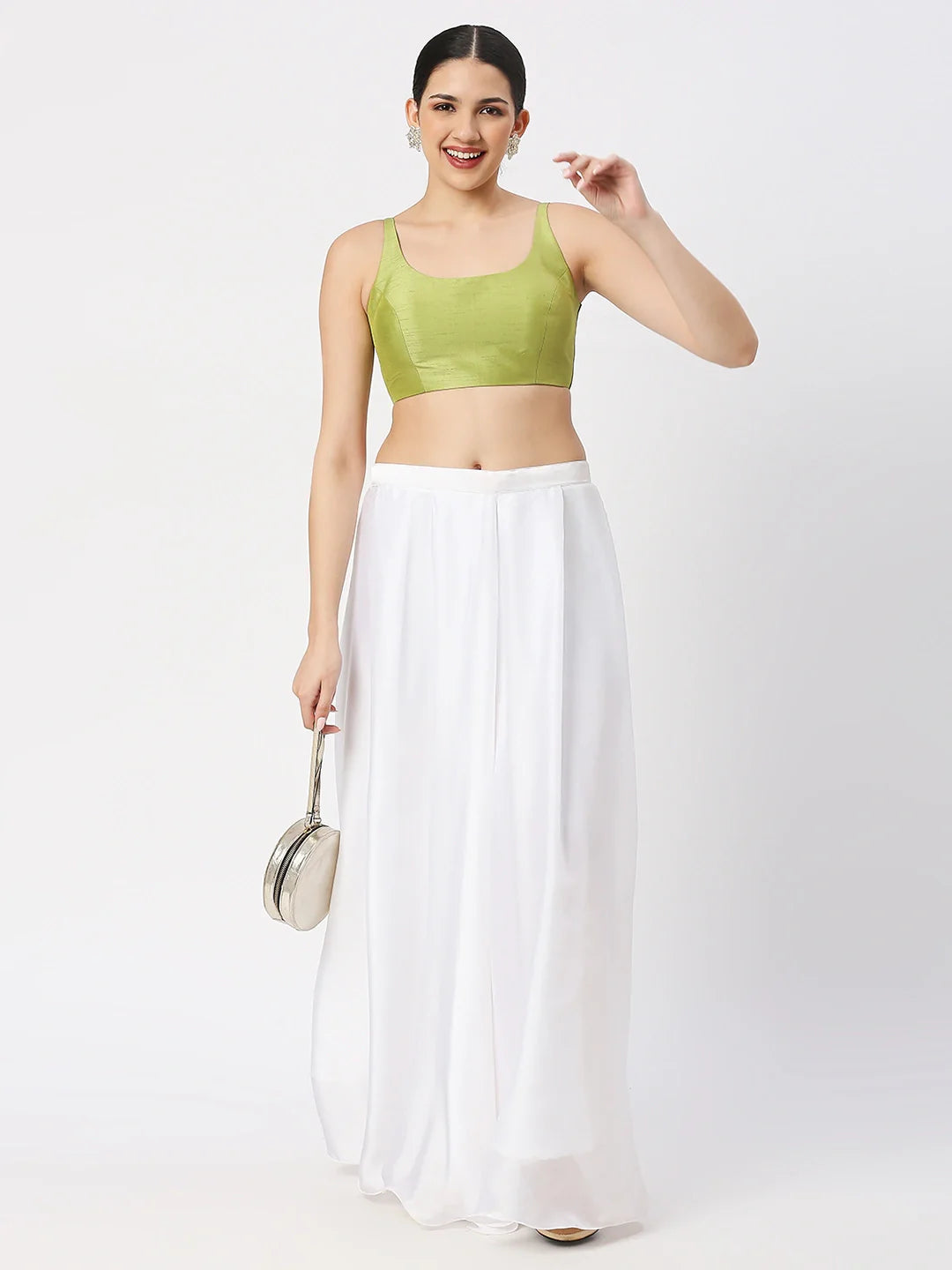 Sea Green Silk Sleeveless Blouse