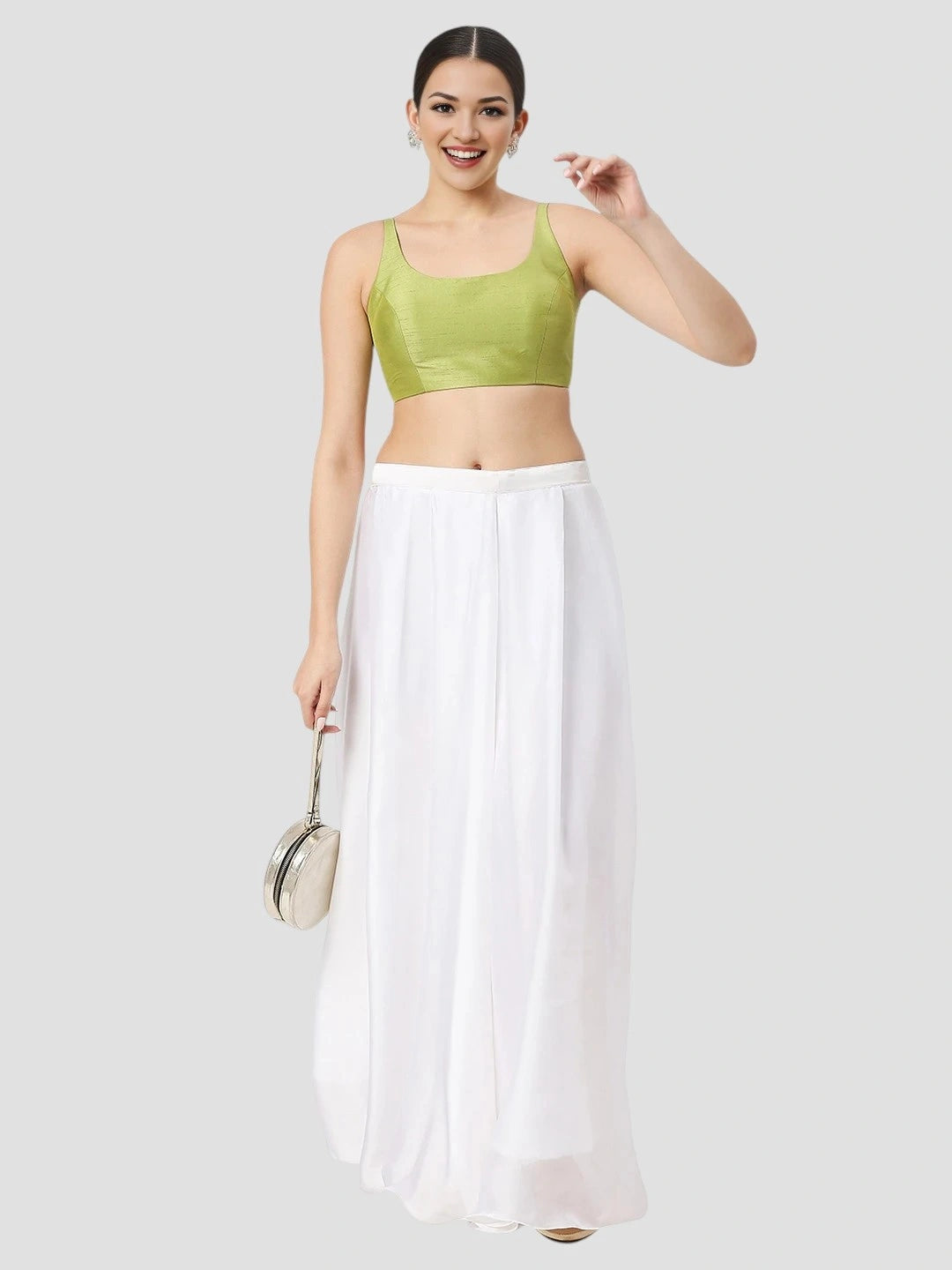 Sea Green Silk Sleeveless Blouse