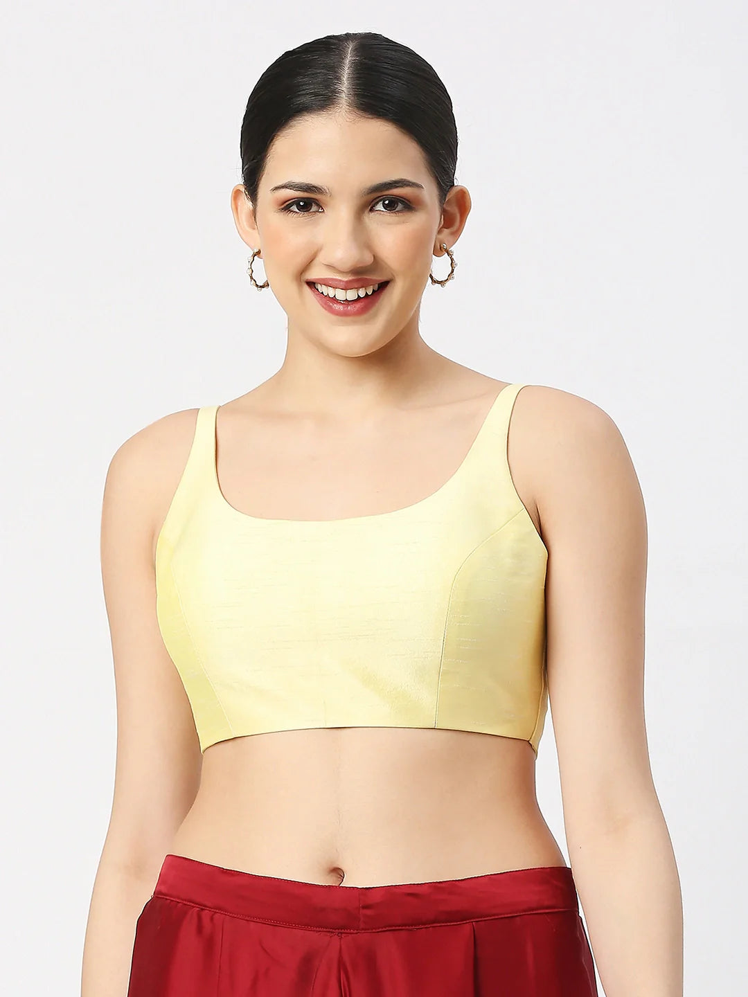 Lime Yellow Silk Sleeveless Blouse