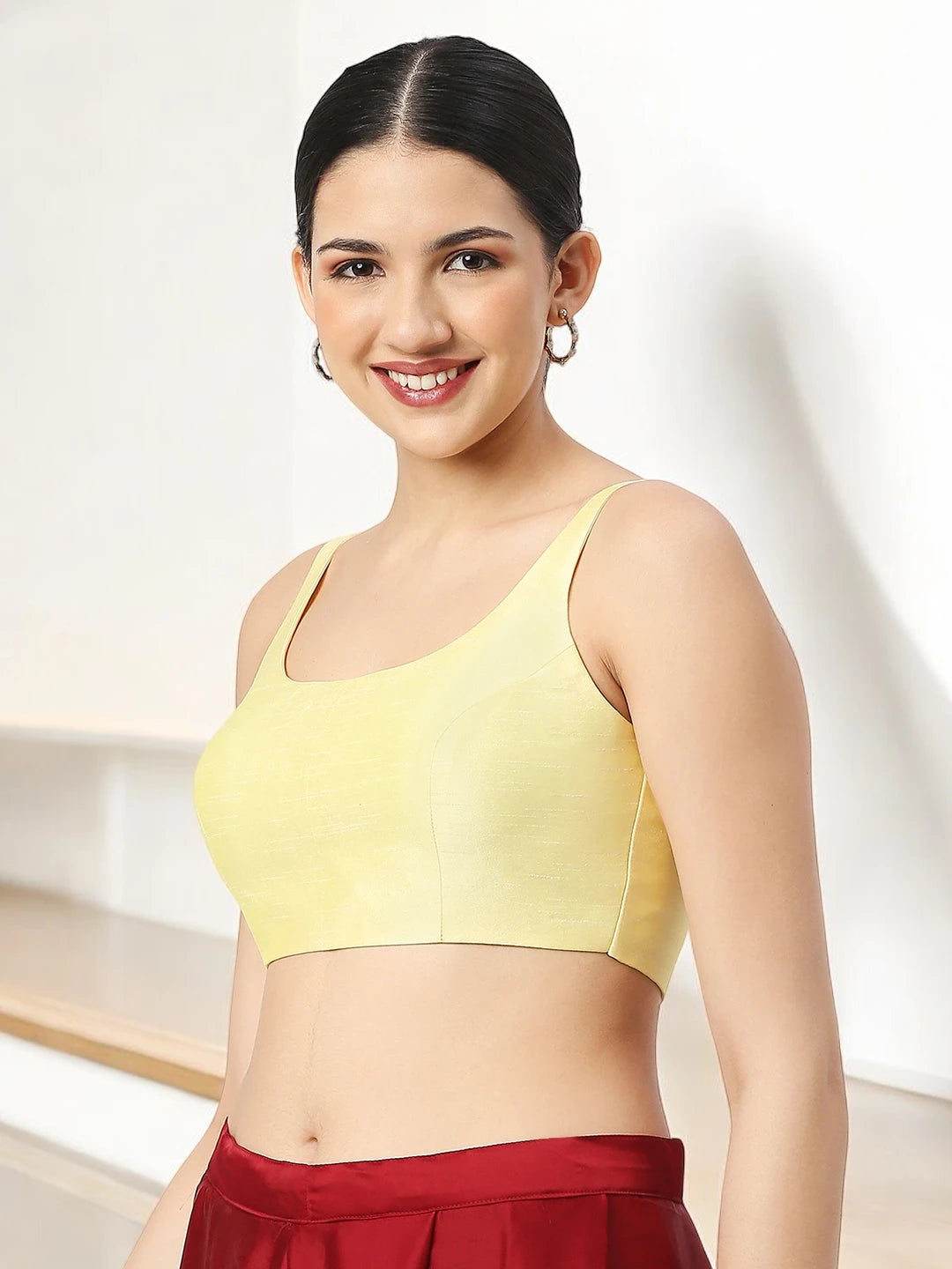 Lime Yellow Silk Sleeveless Blouse