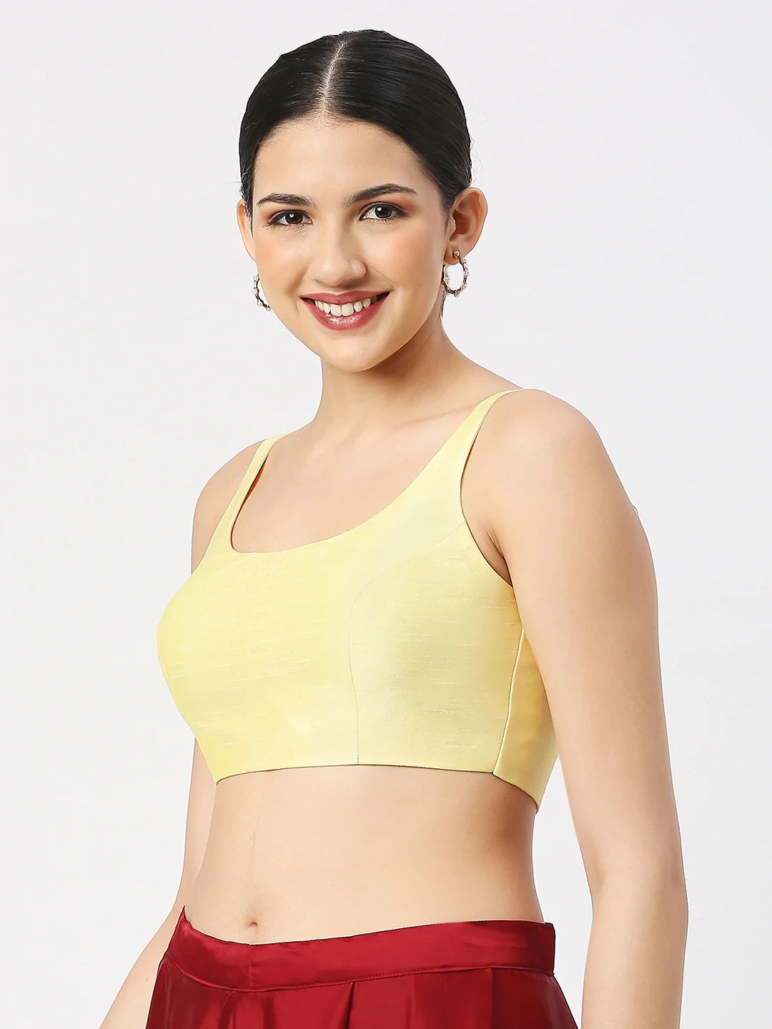 Lime Yellow Silk Sleeveless Blouse